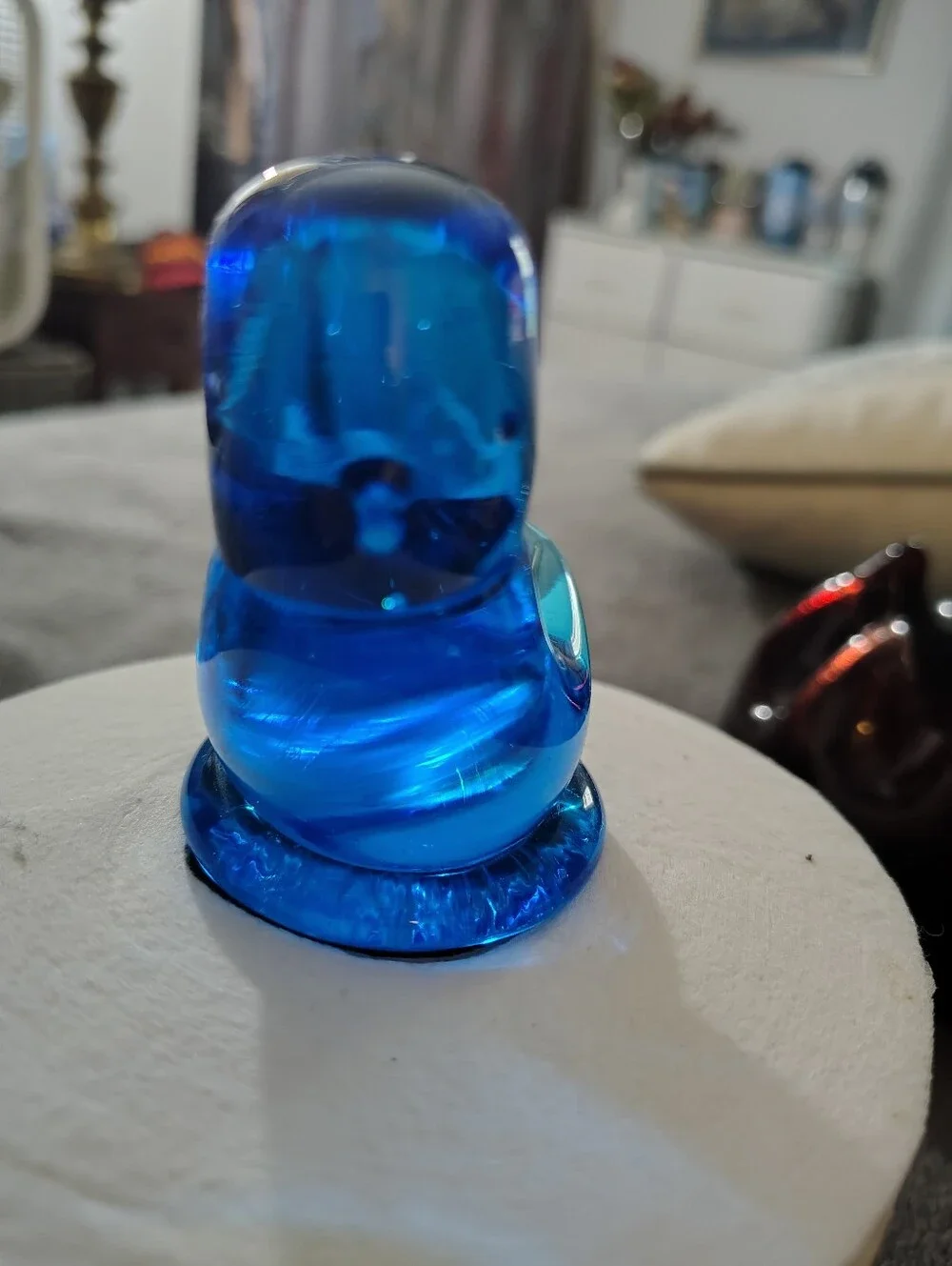 Signed 1993 Blue Glass  Bird Figurine - Bluebird Of Happiness By Leo Ward